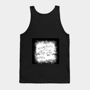 Black and White ombre forest mountain landscape Tank Top
